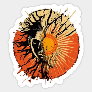 Man and Sun Abstract Design Sticker